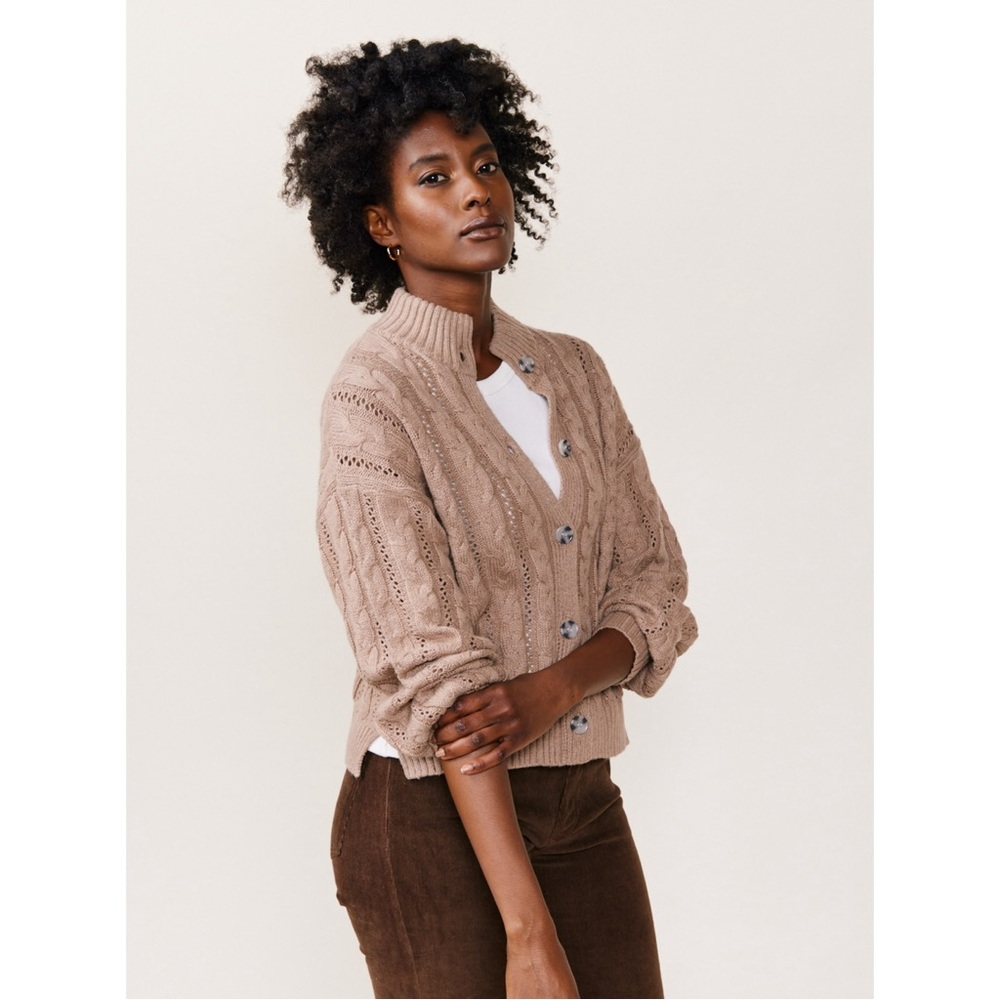 ABLE Ruth Cable Knit Cropped Cardigan - Picture 9 of 11